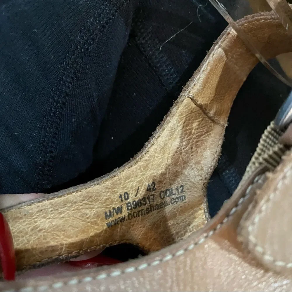 Born Shoes Brown Tan Strappy Cork Wedge Sandals